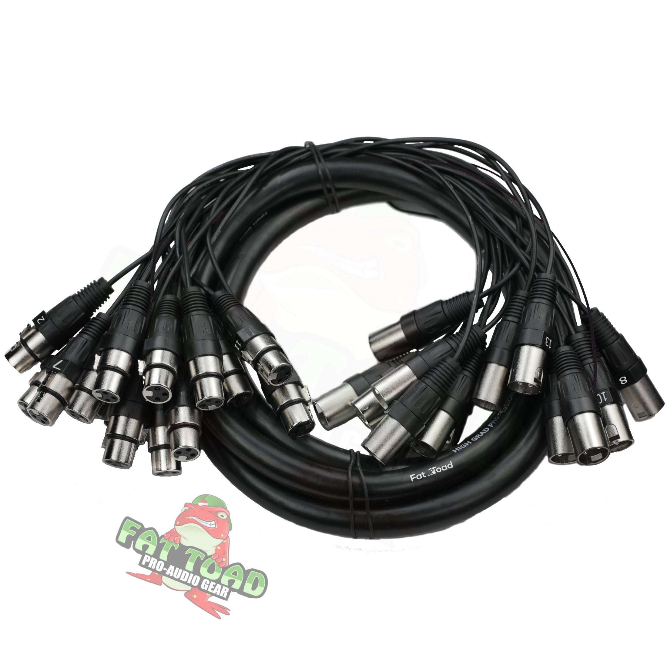 XLR Snake Cable (16 Channels) 10FT by FAT TOAD - Patch Studio, Stage, Live Sound Recording Multicore Cords - Pro Audio Shielded Double-Sided Mic GeekStands.com
