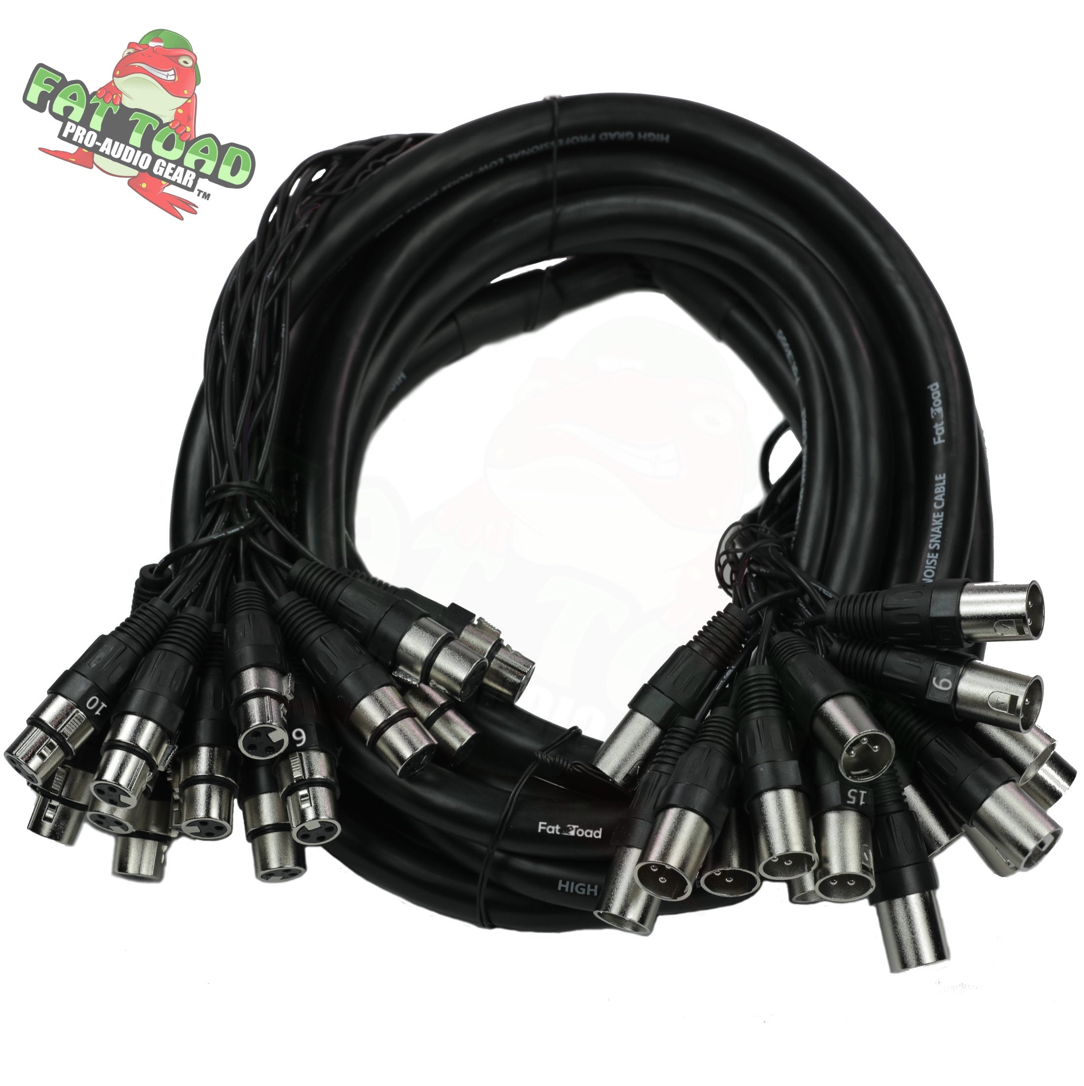 XLR Snake Cable (16 Channels) 20FT by FAT TOAD - Patch Studio, Stage, Live Sound Recording Multicore Cords - Pro Audio Shielded Balanced Double-Sided GeekStands.com