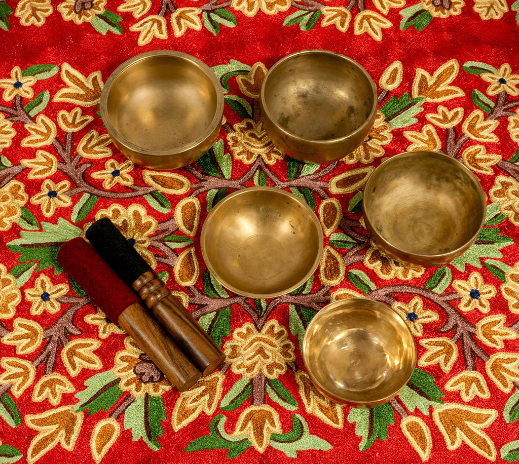 Rare Antique Cup Singing Bowl Set – 432Hz Scale with 4th and 5th Octave Bowls - AS16145 Bodhisattva Trading Company