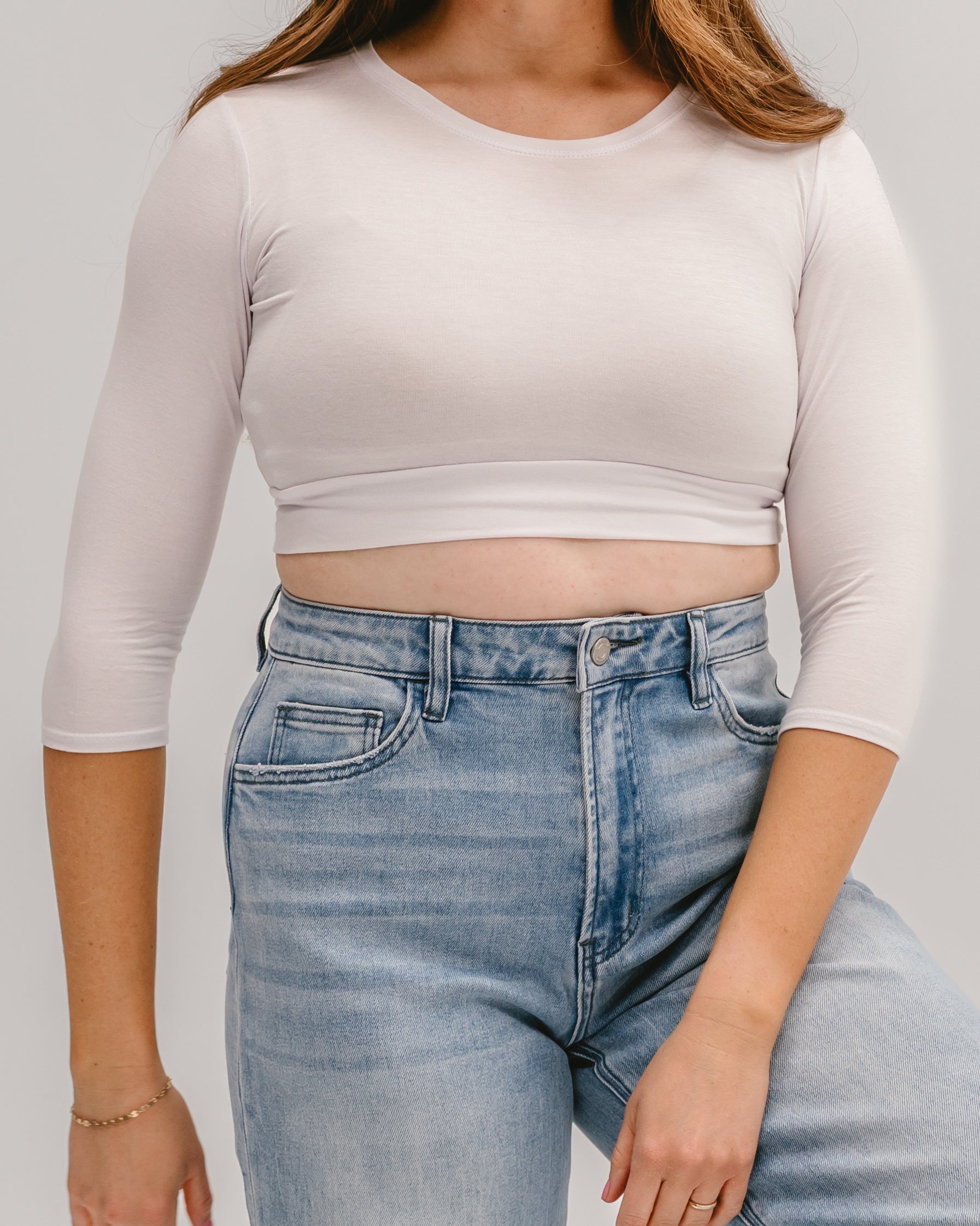 Crew Neck 3/4 Sleeve Halftee HALFTEE Layering Fashions