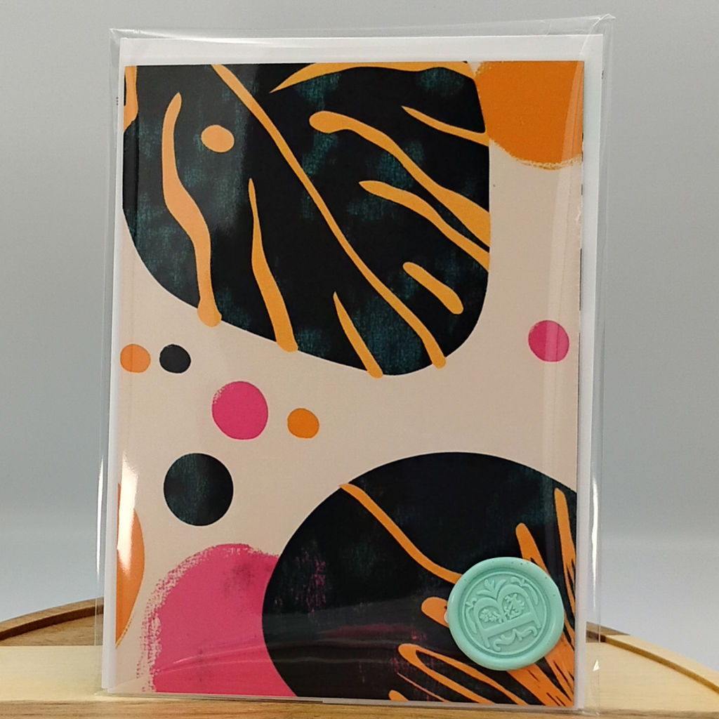 Abstract Leaves Nature Art Greeting Card Black Magic Social Club