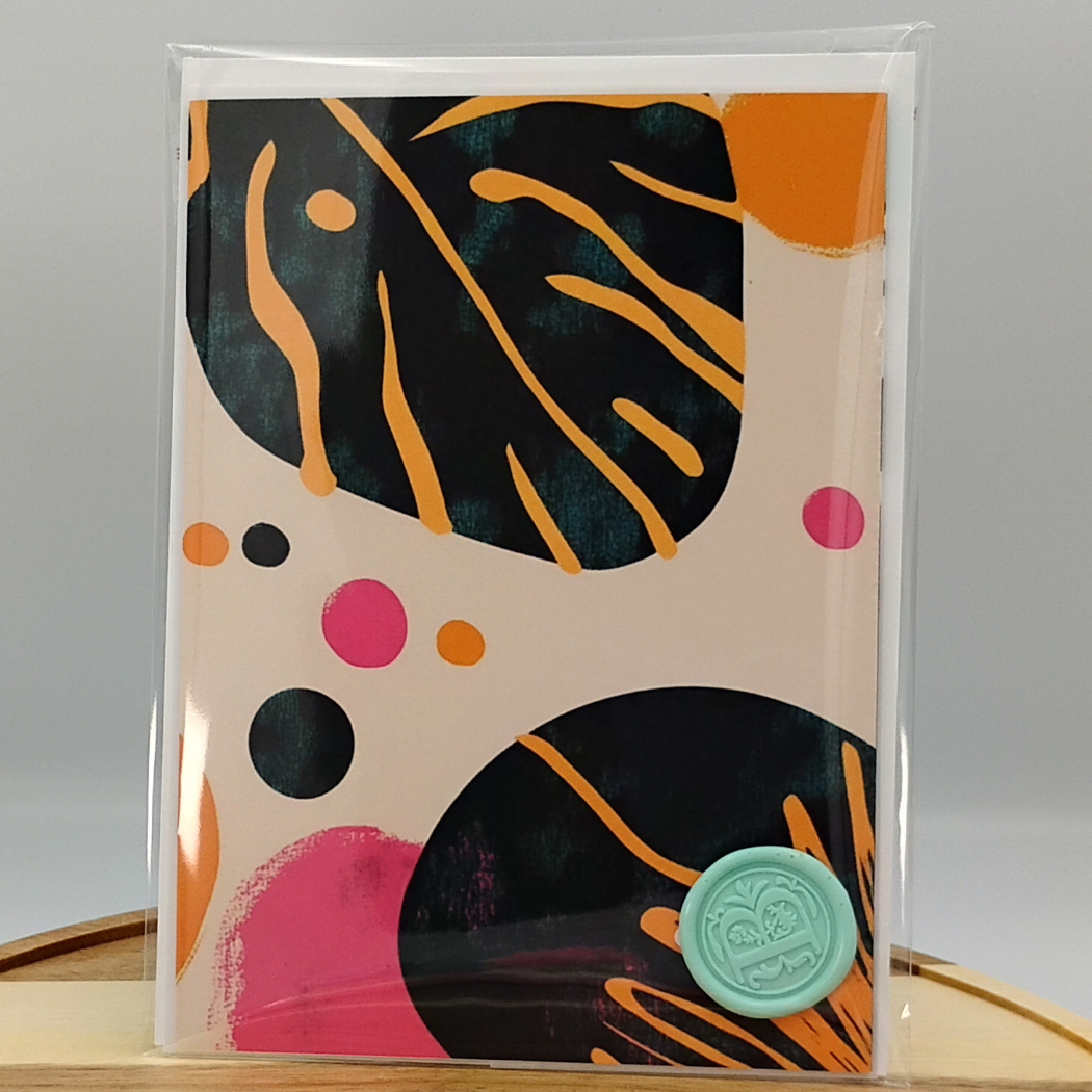 Abstract Leaves Nature Art Greeting Card Black Magic Social Club