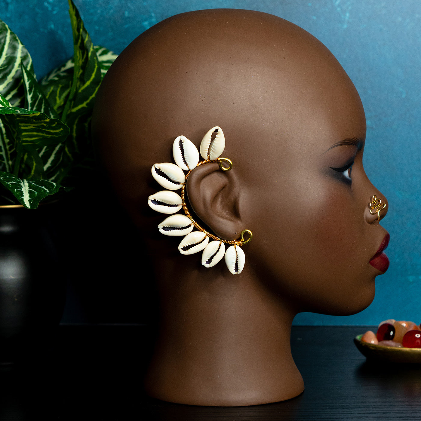 Cowrie Star Ear Cuff Adorned In Taji