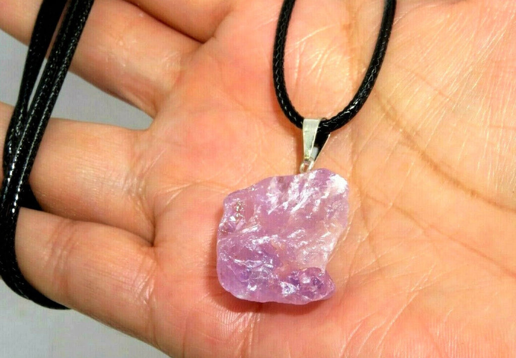 Amethyst Crystal Necklace Pendant Rough Facet Brazilian 35mm Raw rocksolidfossils