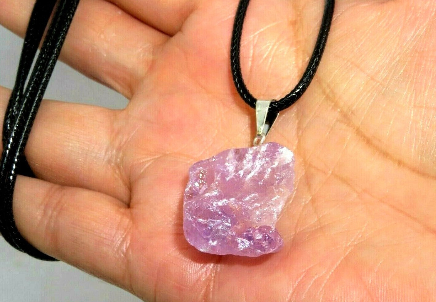 Amethyst Crystal Necklace Pendant Rough Facet Brazilian 35mm Raw rocksolidfossils