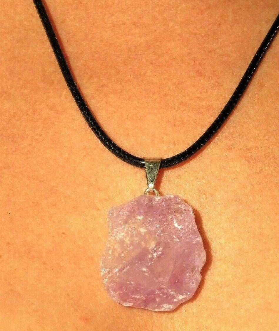 Amethyst Crystal Necklace Pendant Rough Facet Brazilian 35mm Raw rocksolidfossils