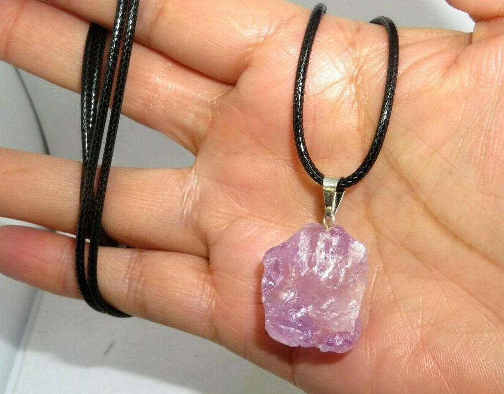 Amethyst Crystal Necklace Pendant Rough Facet Brazilian 35mm Raw rocksolidfossils