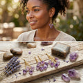 Long Dangle Amethyst Triple Crystal Point Earrings Pair (Gold Plated) Amazing Crystals