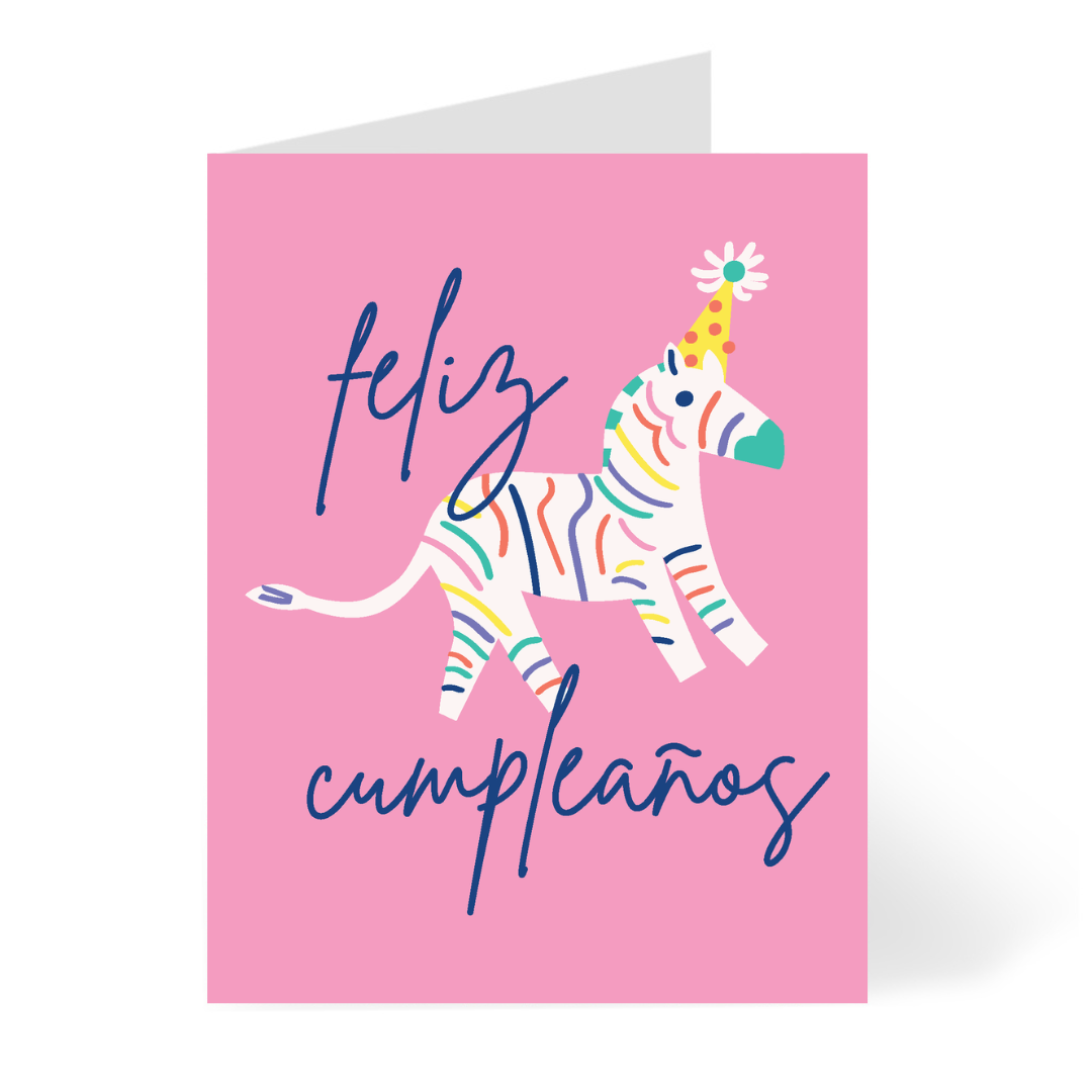Animal Party Zebra - Spanish Birthday Card CheerNotes