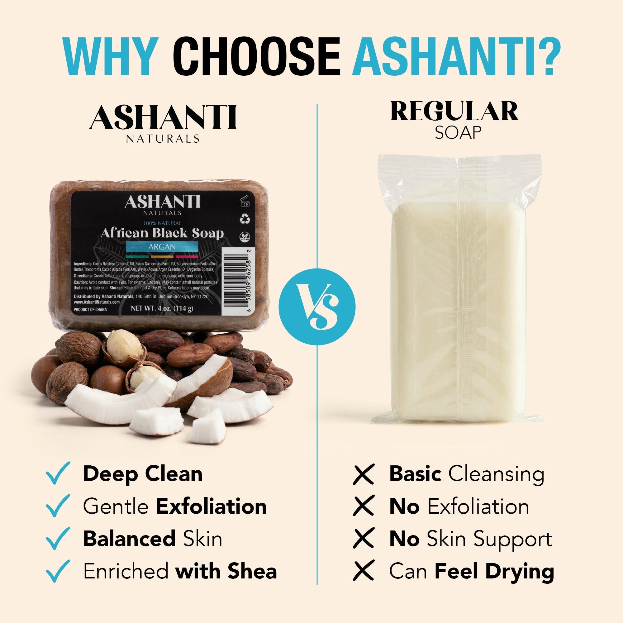 100% African Black Soap - Argan AshantiNaturals