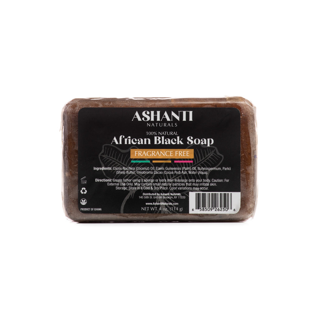 ASHANTI NATURALS 100% African Black Soap - Fragrance Free AshantiNaturals