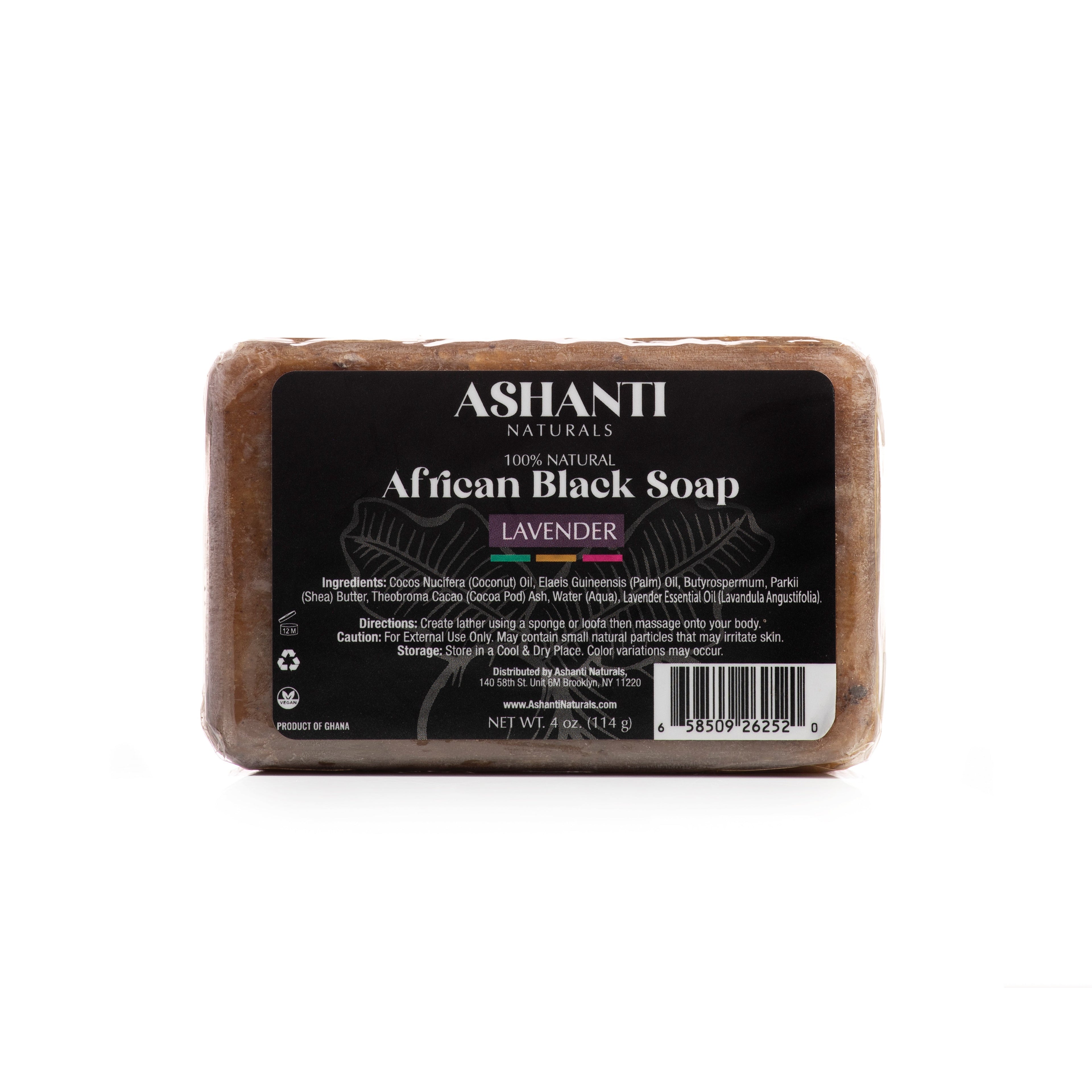 ASHANTI NATURALS 100% African Black Soap - Lavender AshantiNaturals