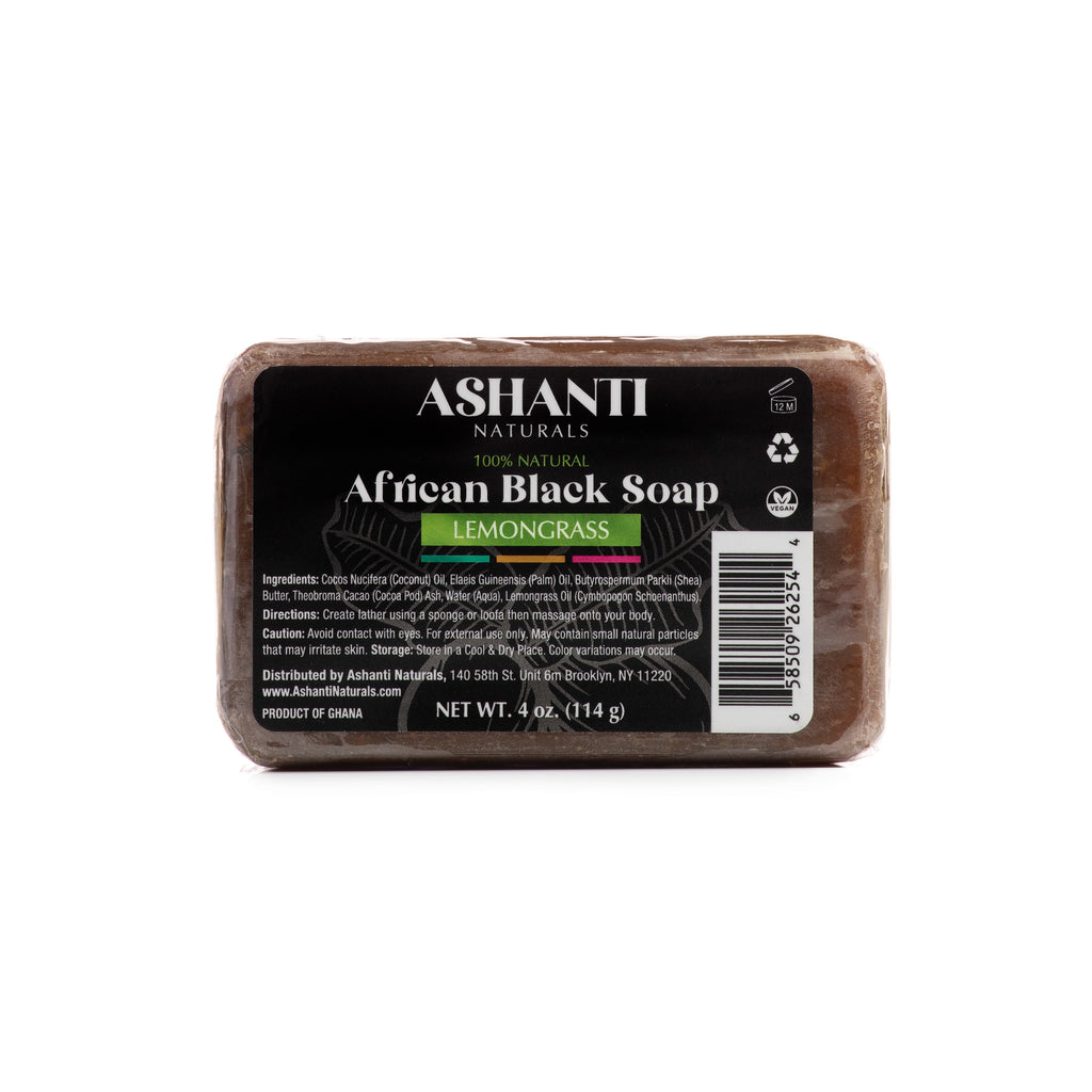 ASHANTI NATURALS 100% African Black Soap - Lemongrass AshantiNaturals