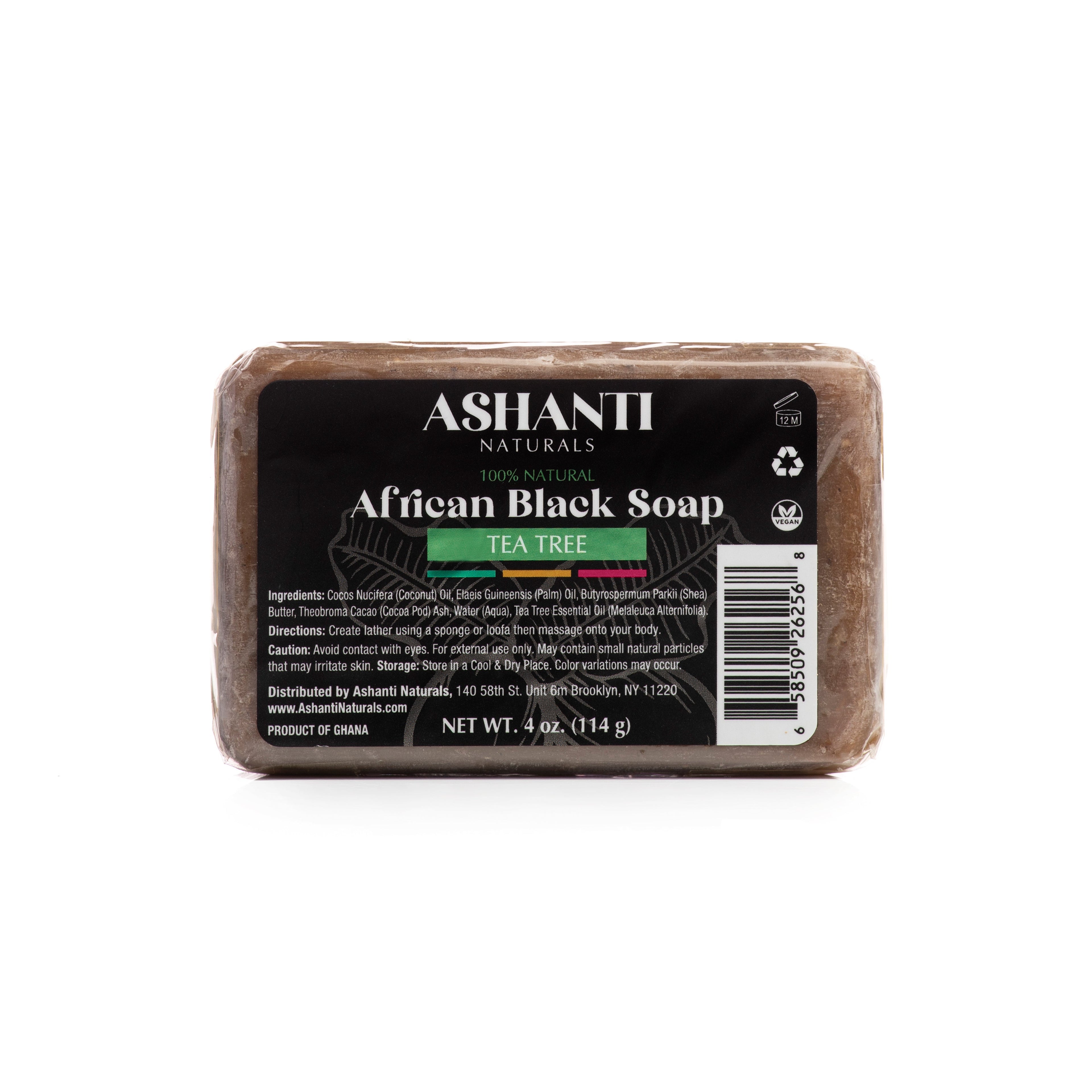 ASHANTI NATURALS 100% African Black Soap - Tea Tree AshantiNaturals