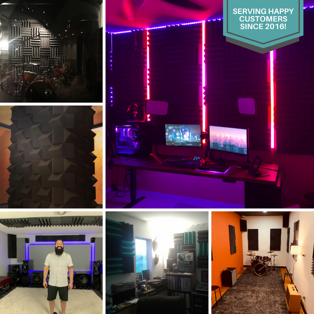 1 Inch Acoustic Foam Wedge Style Panels - 13 Color Options SoundAssured