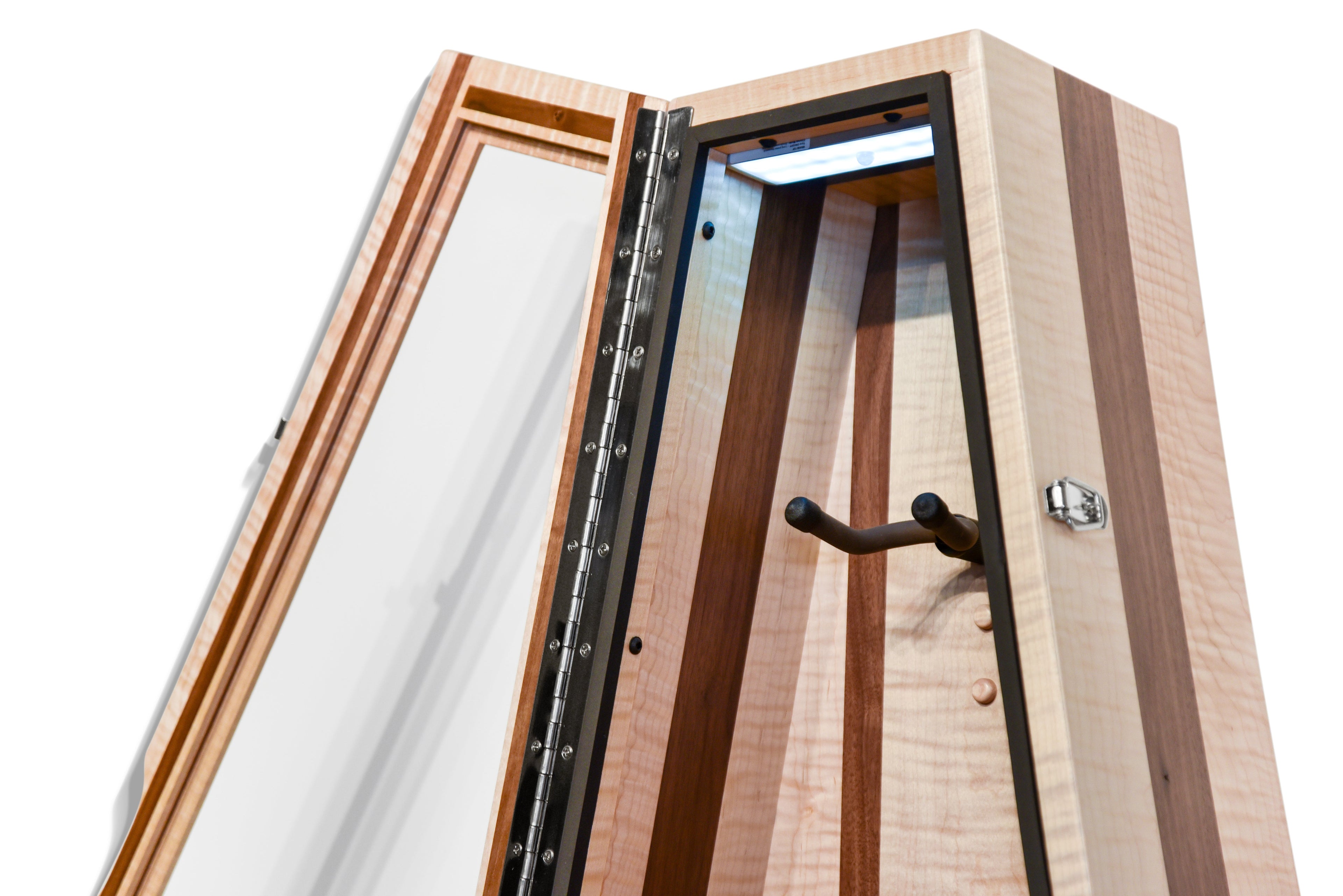 ClimaCase Triangle Humidor - Flamed Maple with Walnut Acoustic Remedy Cases