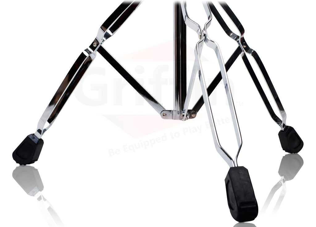Straight Cymbal Stand Set (4-Pack ) by GRIFFIN - Double-Braced Legs, Slip-Proof Gear Holder & Lightweight for Mobile Drummers - Chrome Percussion Kit for Mounting Crash & Splash Cymbals GeekStands.com