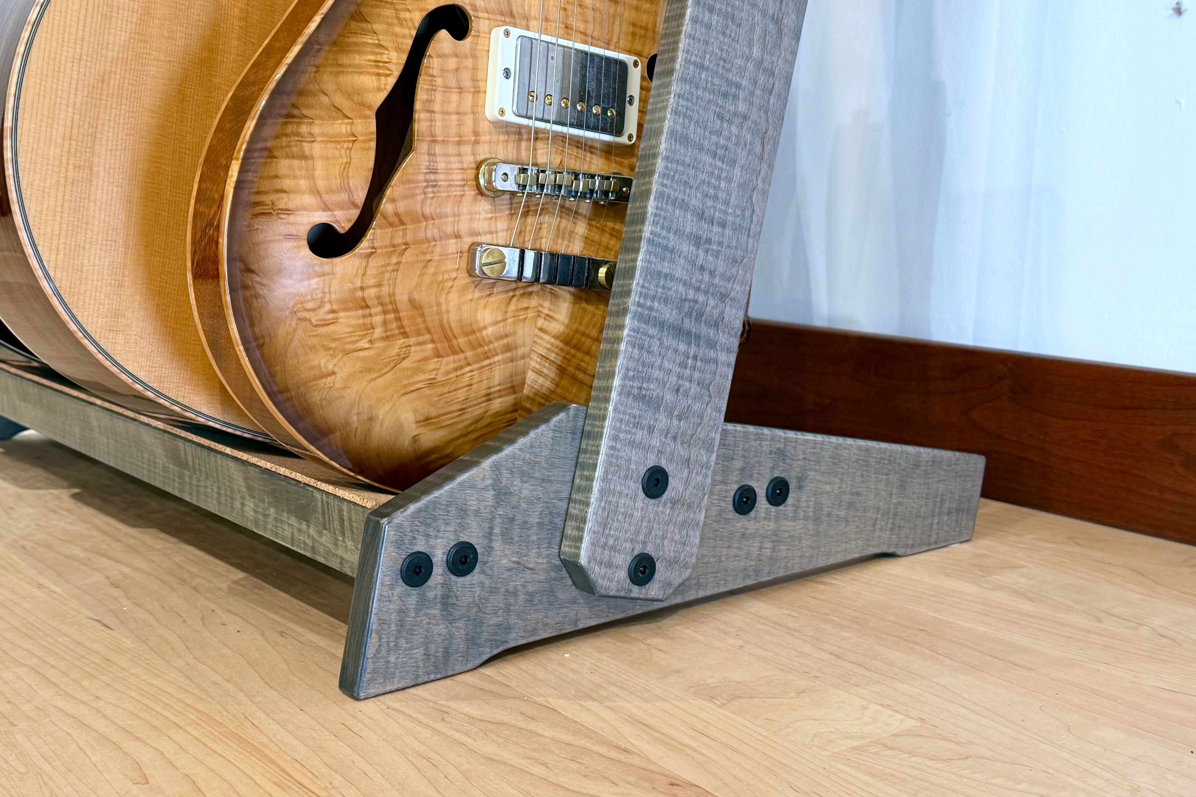 Petite StringRack - Flamed Maple - Antique Slate Acoustic Remedy Cases
