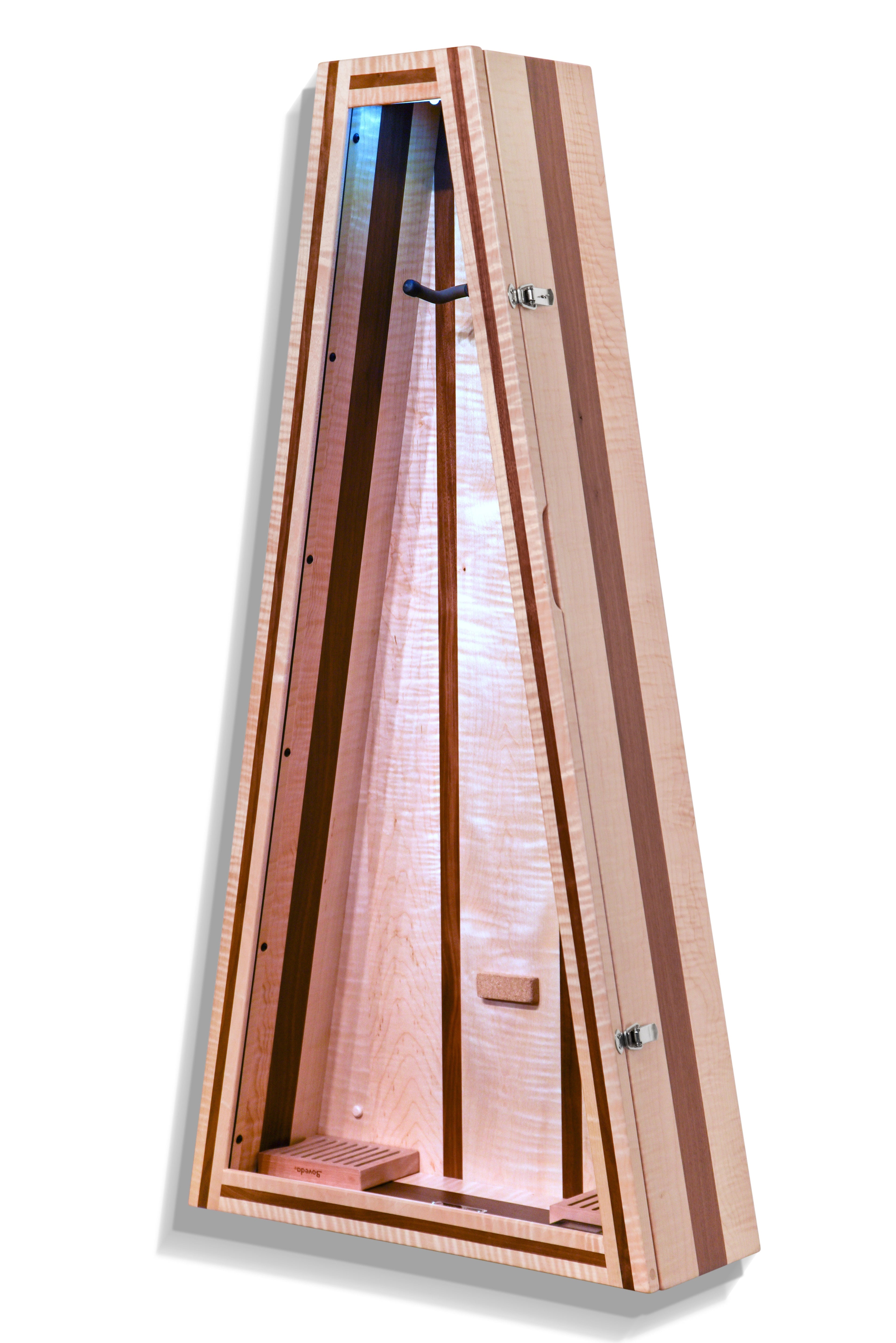 ClimaCase Triangle Humidor - Flamed Maple with Walnut Acoustic Remedy Cases