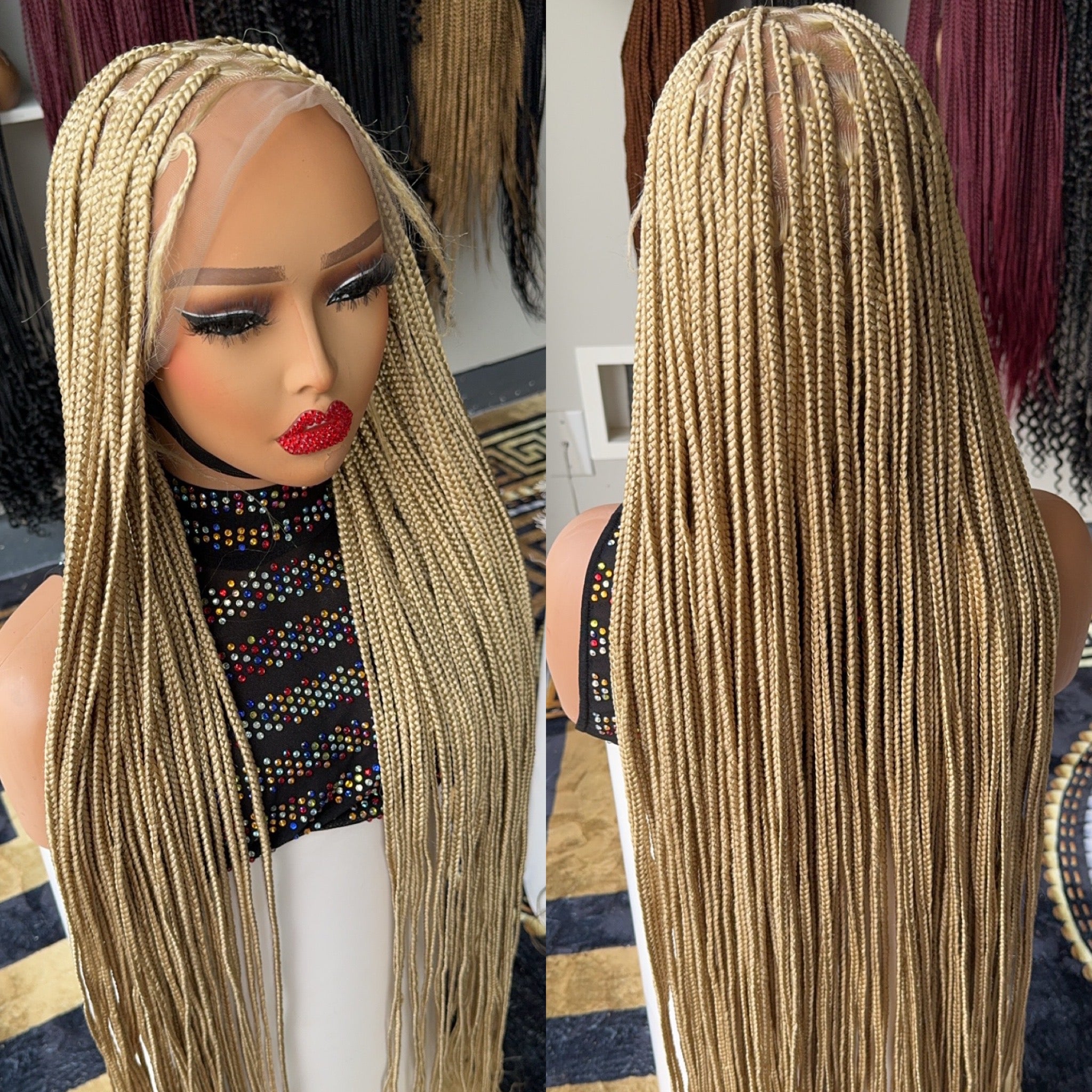 Luxury blonde 613 knotless braided wig HOL stores