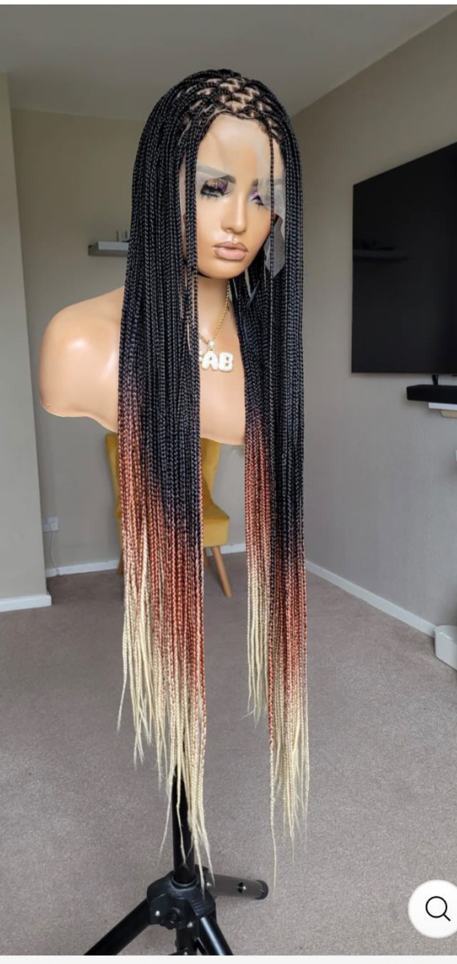 Black with brown tips 20inches knotless braids HOL stores