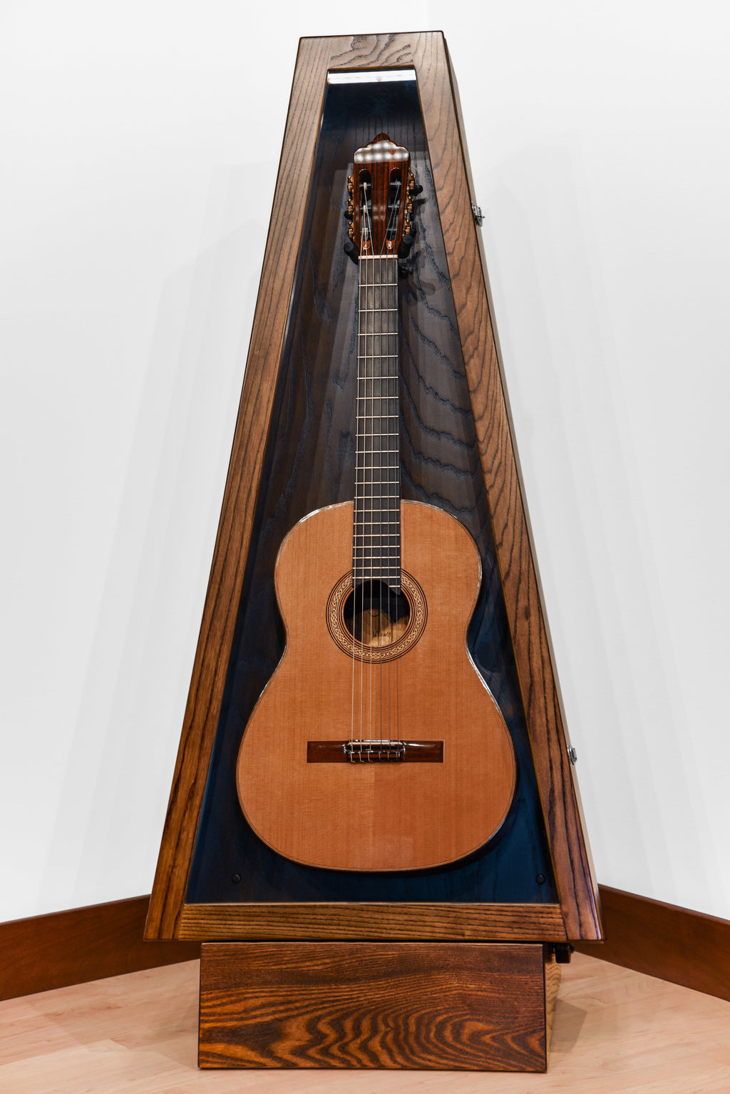 ClimaStand Triangle Humidor with Base - Northern White Ash with Rich Tobacco Stain Acoustic Remedy Cases