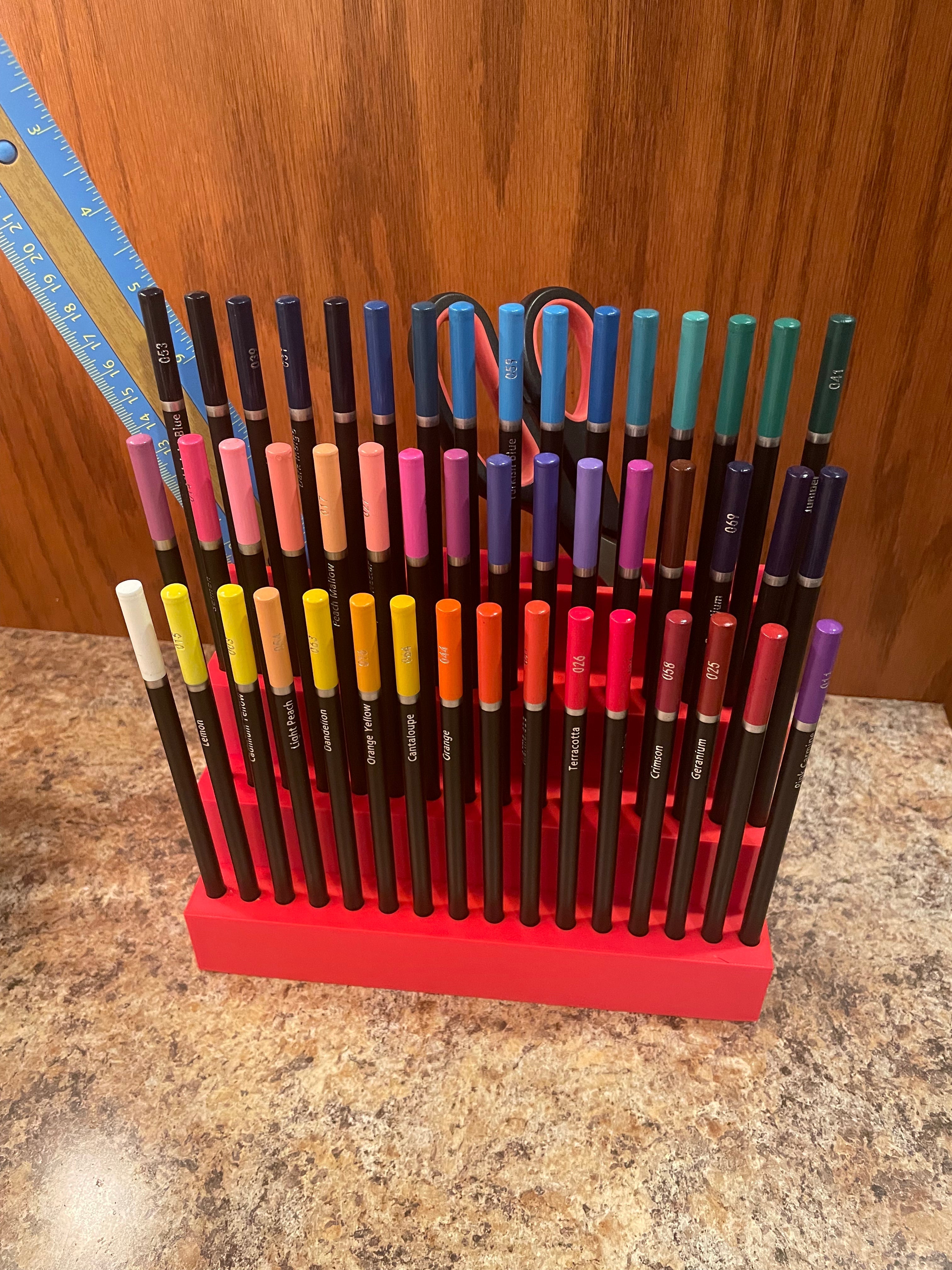 Large 48 Colored Pencil Caddy with Back Storage Y-Axis Printing LLC