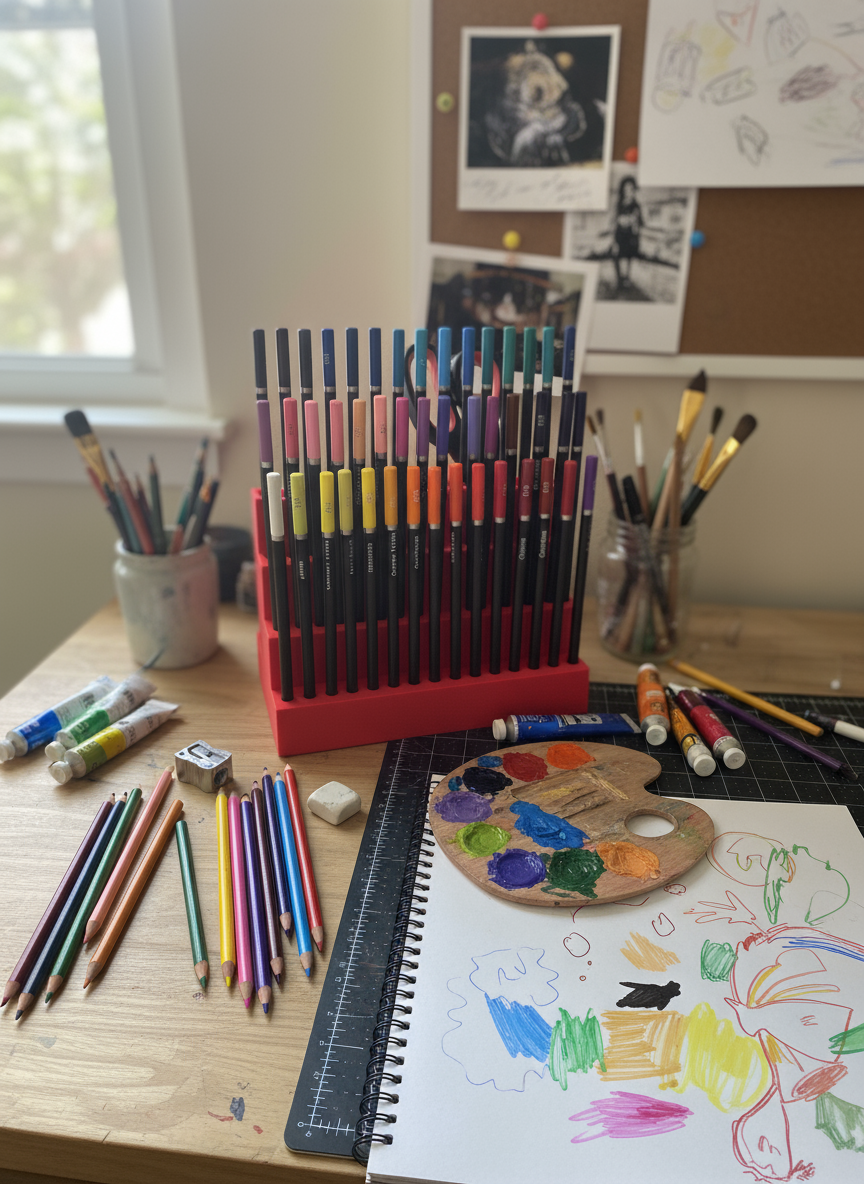 Large 48 Colored Pencil Caddy with Back Storage Y-Axis Printing LLC