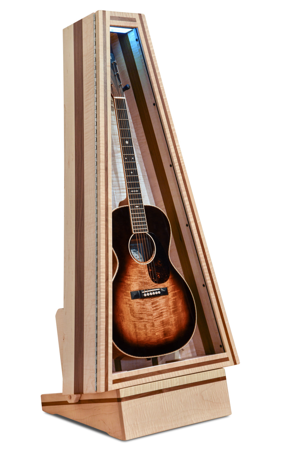 ClimaStand Triangle Humidor with Base - Flamed Maple with Walnut Acoustic Remedy Cases