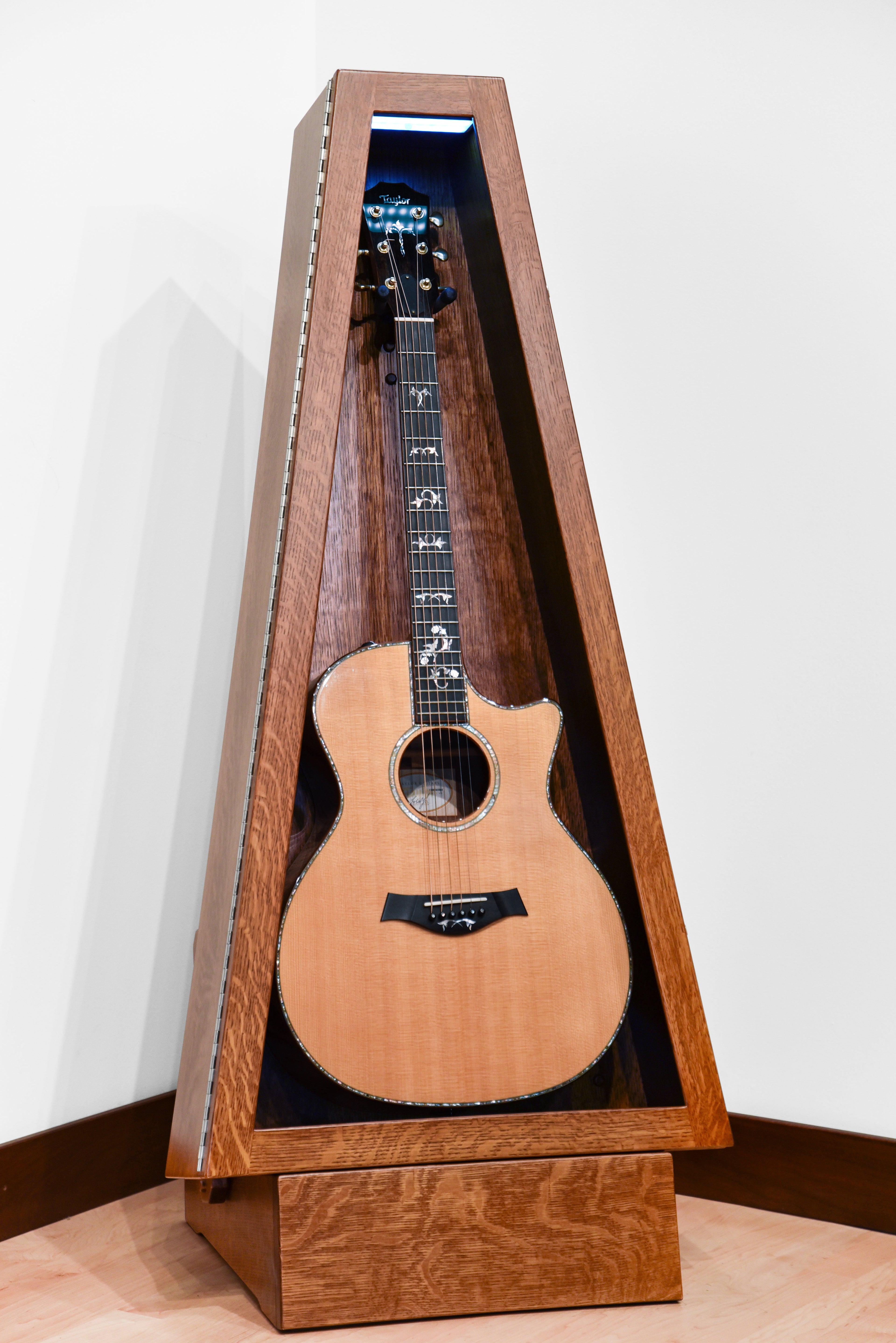 ClimaStand Triangle Humidor with Base - Quartersawn White Oak with Boston Stain Acoustic Remedy Cases
