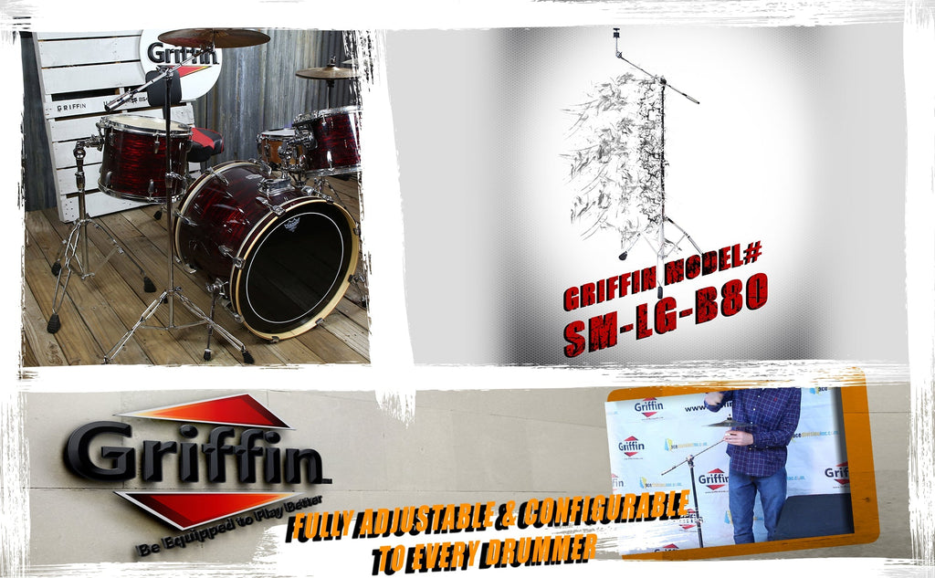 GRIFFIN Cymbal Boom Stand - Double Braced Drum Percussion Gear Hardware Set - Adjustable Height - Arm Holder With Counterweight Adapter for Mounting GeekStands.com