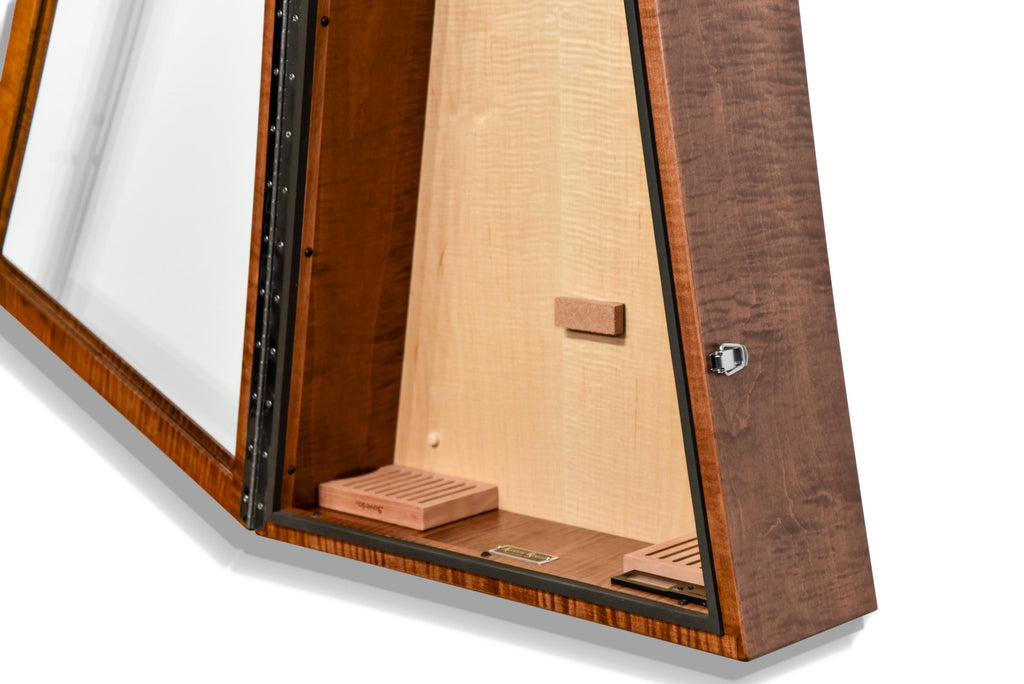 ClimaCase Triangle Humidor - Flamed Maple with Boston Stain and Natural Flamed Maple Back Acoustic Remedy Cases