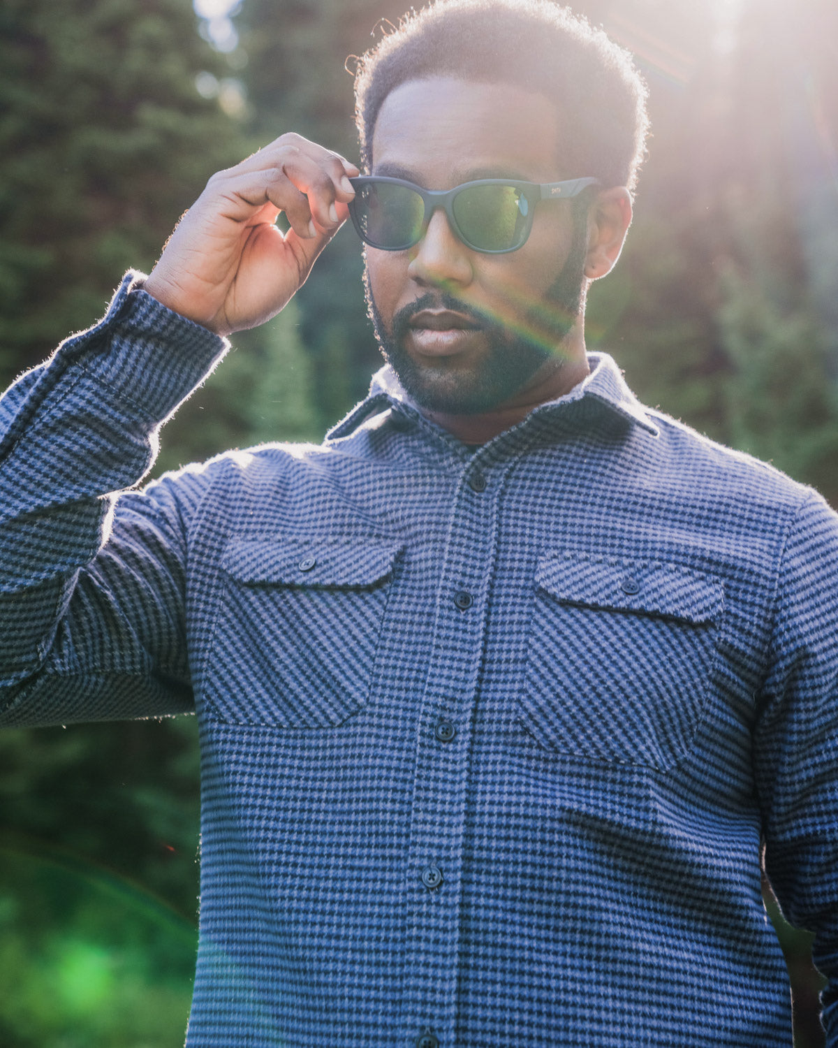 Grand Flannel, Dark Blue Mini Check MuskOx Flannels