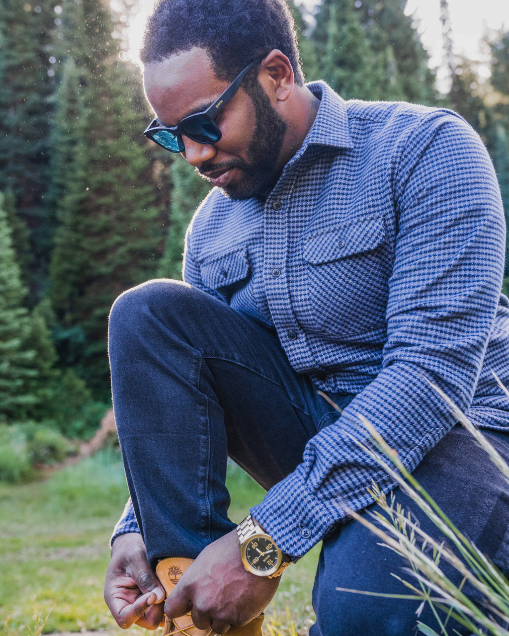 Grand Flannel, Dark Blue Mini Check MuskOx Flannels