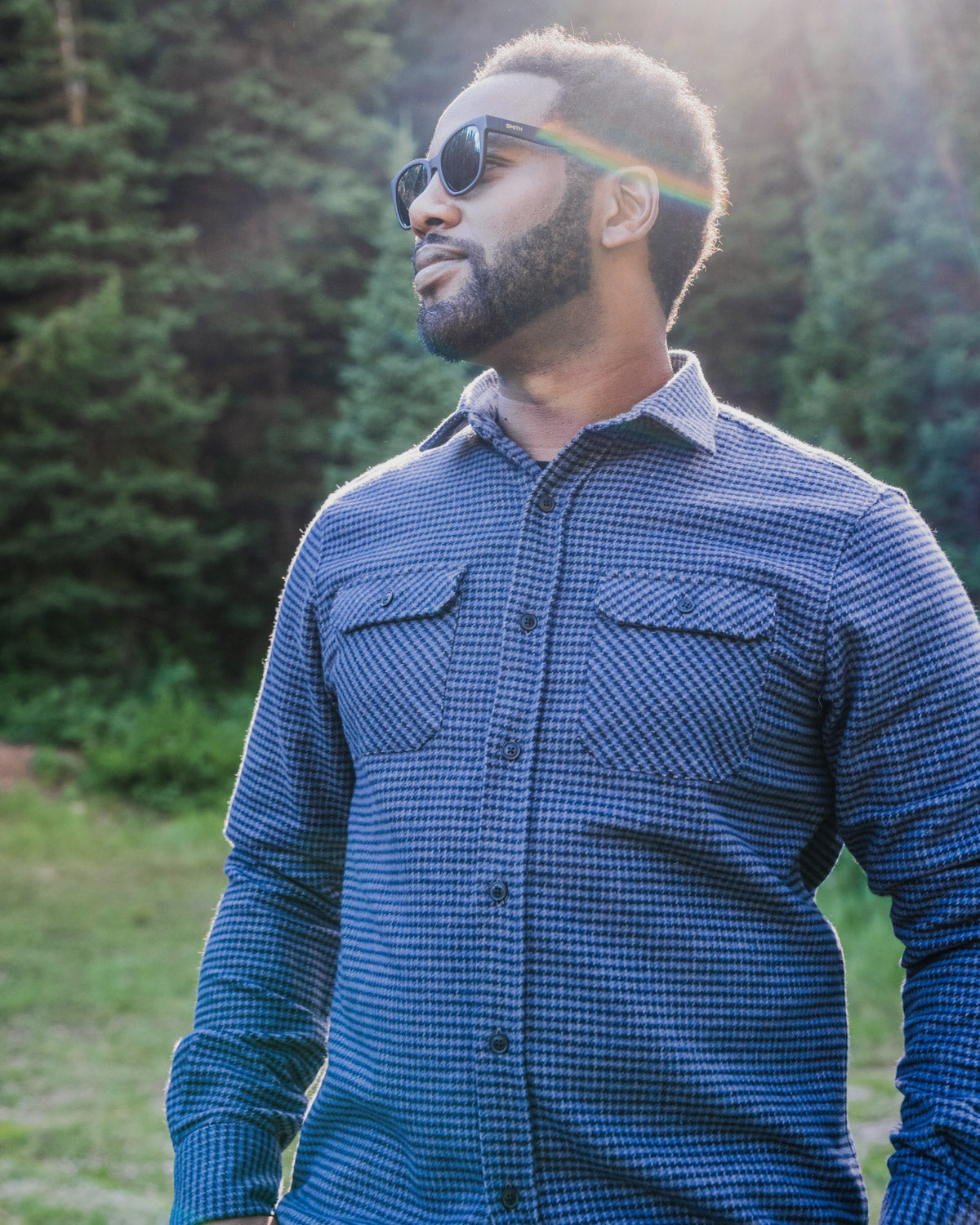 Grand Flannel, Dark Blue Mini Check MuskOx Flannels