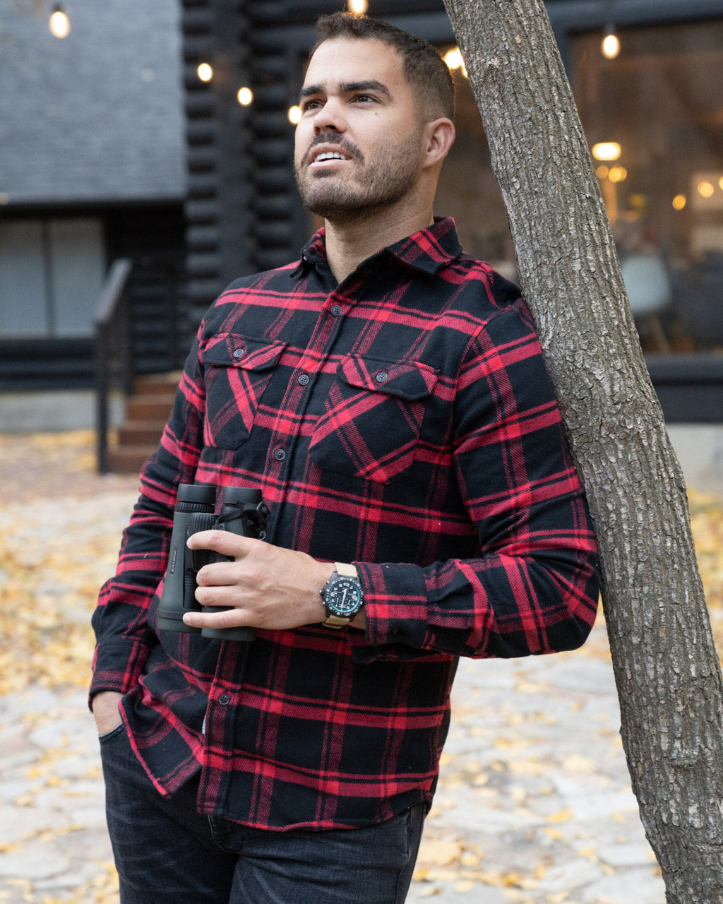 Field Grand Flannel, Huntsman Plaid in Black MuskOx Flannels