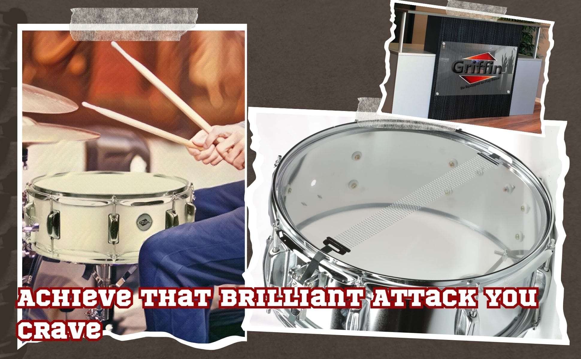 Metal Snare Drum by GRIFFIN | 14" x 5.5" inch Steel Chrome Shell | 8 Tuning Lugs & Snare Throw Off Strainer Set | Musical Instrument Kit & Drummers Key | Marching Percussion Hardware & Drum White Head GeekStands.com