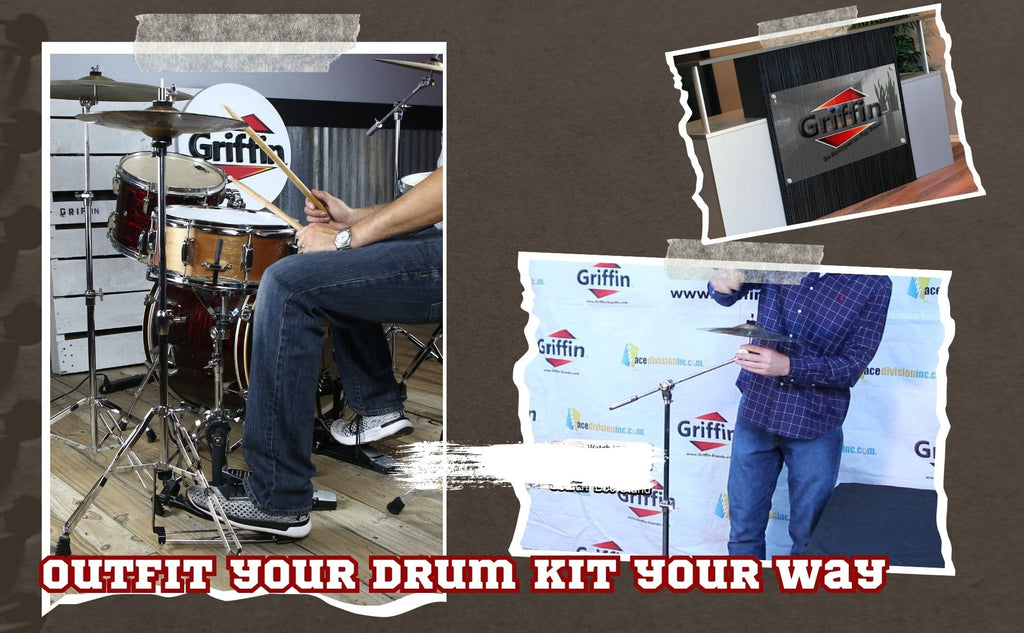 GRIFFIN Cymbal Stand Hardware Pack 4 Piece Set | Full Size Percussion Drum Hardware Kit with Snare Mount, Hi-Hat Pedal, Cymbal Boom, & Straight Cymbal Stand | Lightweight & Portable | Perfect for Gigs GeekStands.com