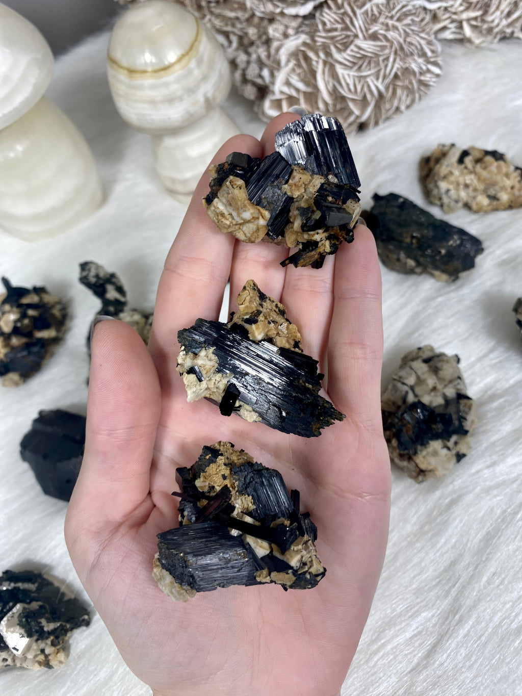 Mixed Raw Specimen from Malawi | Feldspar, Aegirine, Smoky Quartz Curious Muse Crystals