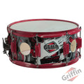 GRIFFIN Snare Drum Birch Wood Shell 14 X 6.5 Inch - Oversize 2.5" Large Vents & Custom Graphic Wrap (Limited Edition) - Red Hardware, 8 Tuning Lugs GeekStands.com