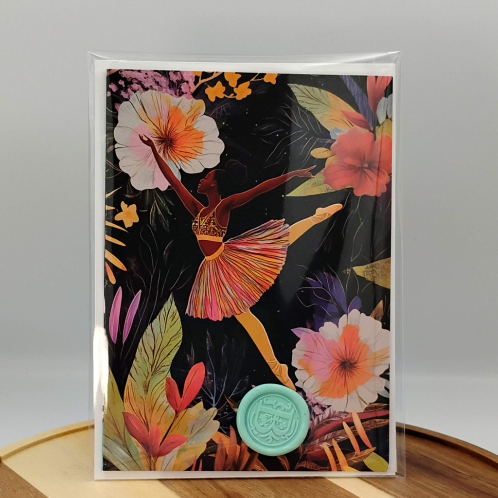 Black Ballerina Greeting Card - Dance-Inspired Card for All Occasions Black Magic Social Club