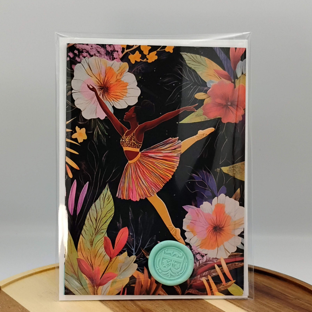 Black Ballerina Greeting Card - Dance-Inspired Card for All Occasions Black Magic Social Club