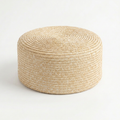 Grounded Straw Flat Pill Box Hat - Natural Boho Brown