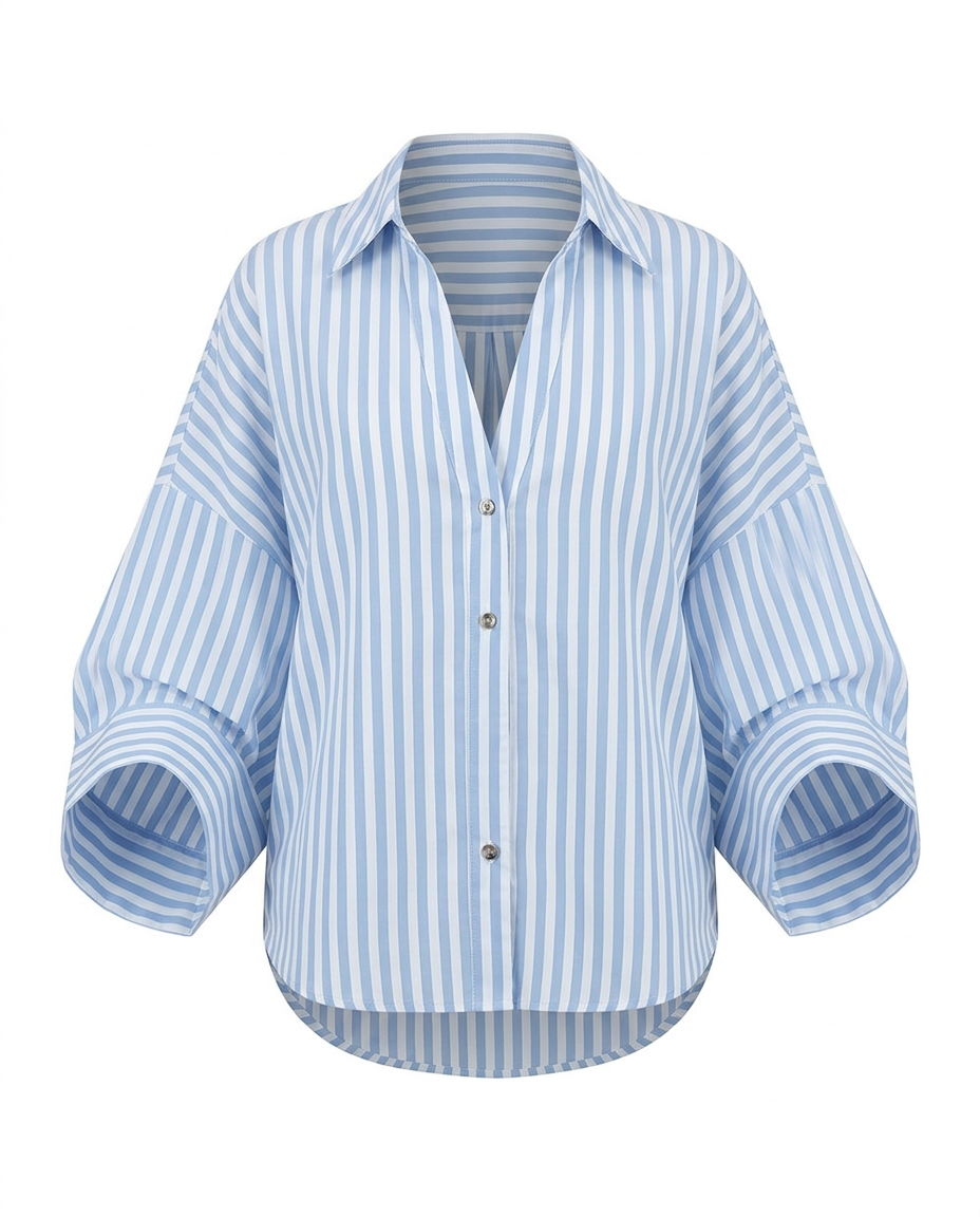 Adventurous Striped Loose Blouse Boho Brown