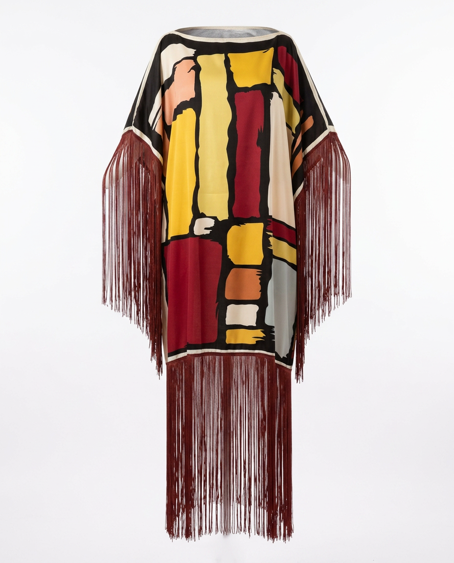 Boundless Tassel Print Maxi Kaftan Boho Brown
