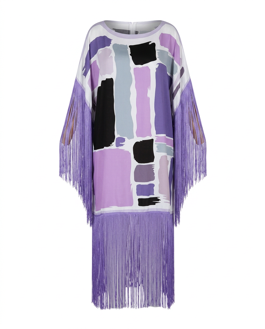 Boundless Tassel Print Maxi Kaftan Boho Brown