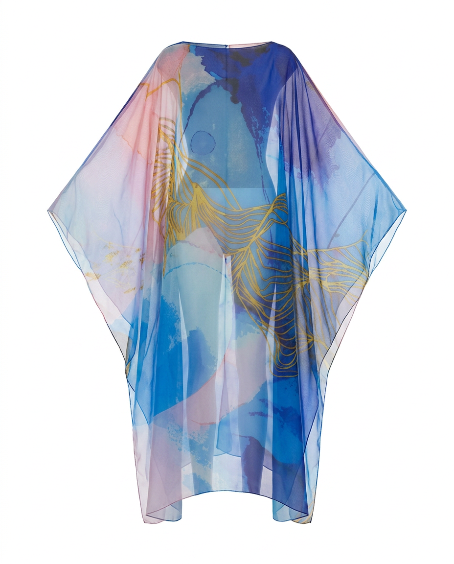 Boundless Tulle Printed Kaftan Boho Brown