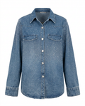 Radiant Rhinestone Denim Shirt Boho Brown