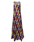 Vibrant Geometric Print Maxi Dress Boho Brown