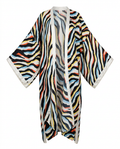 Vibrant Printed Maxi Kimono Boho Brown
